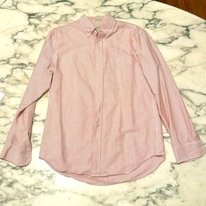 J. Crew Men’s Oxford Pinstripe Shirt - Red - Size Small- Baggy Fit